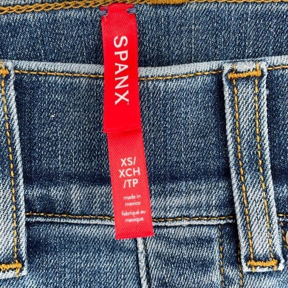 Spanx Vintage Indigo Denim Seamed Front Wide Leg Jeans Size XS - Picture 3 of 11